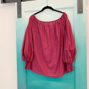 Anthropologie raspberry off the shoulder top